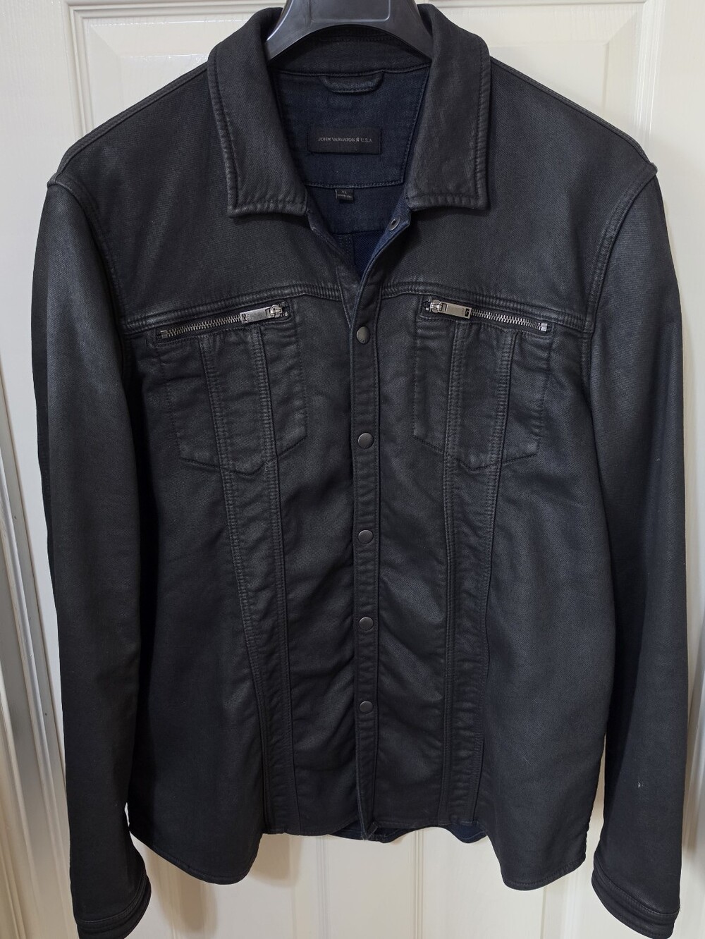 John Varvatos Men's Black Snap-Front Jacket